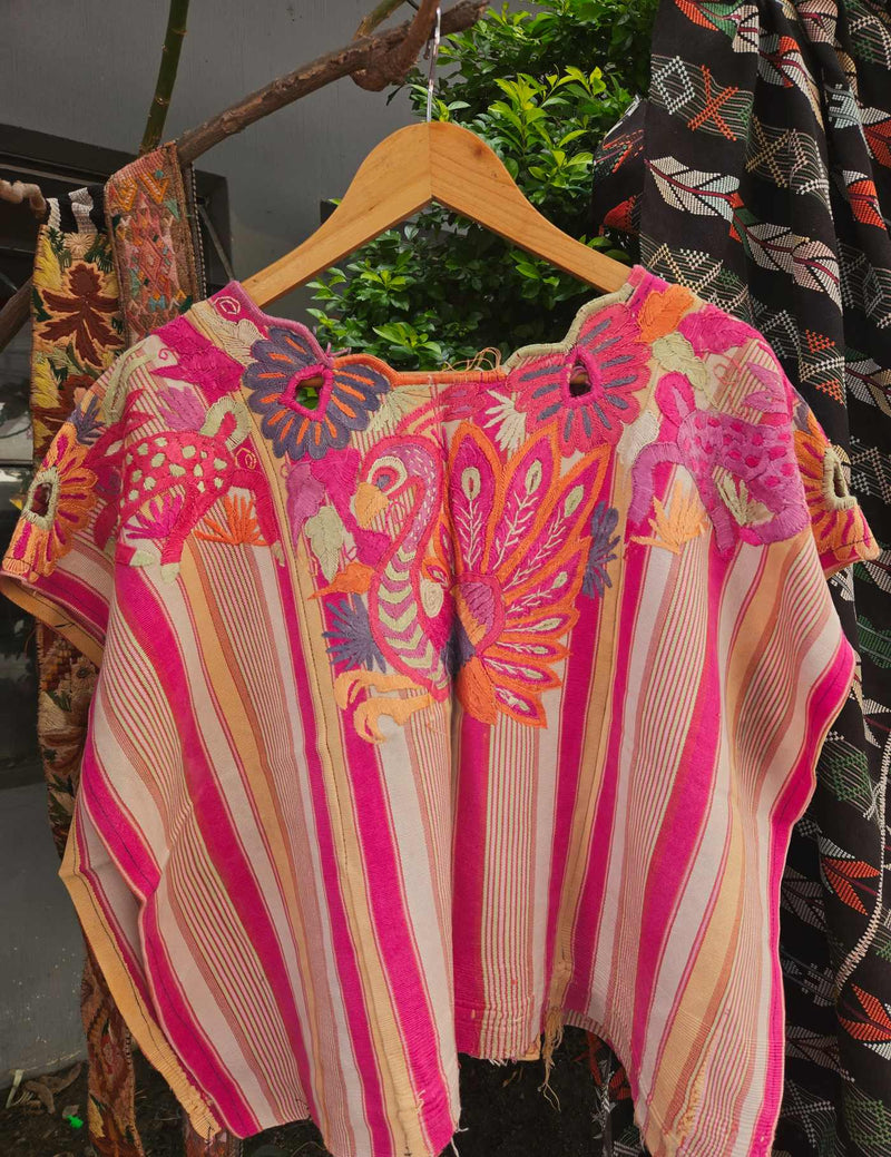 Pink Peacock Chichicastenango Huipil #8-394
