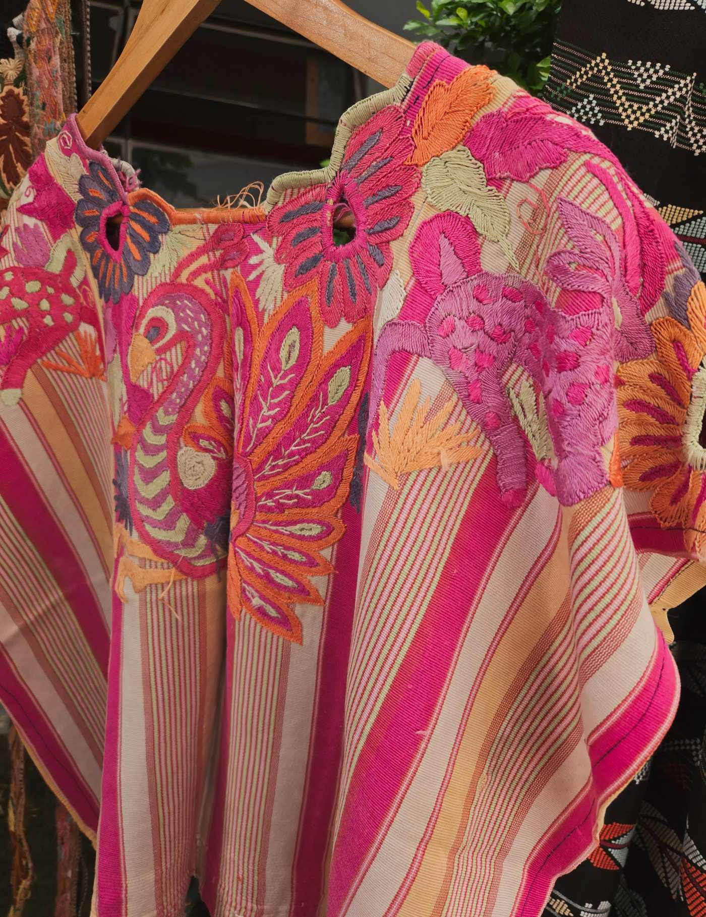 Pink Peacock Chichicastenango Huipil #8-394