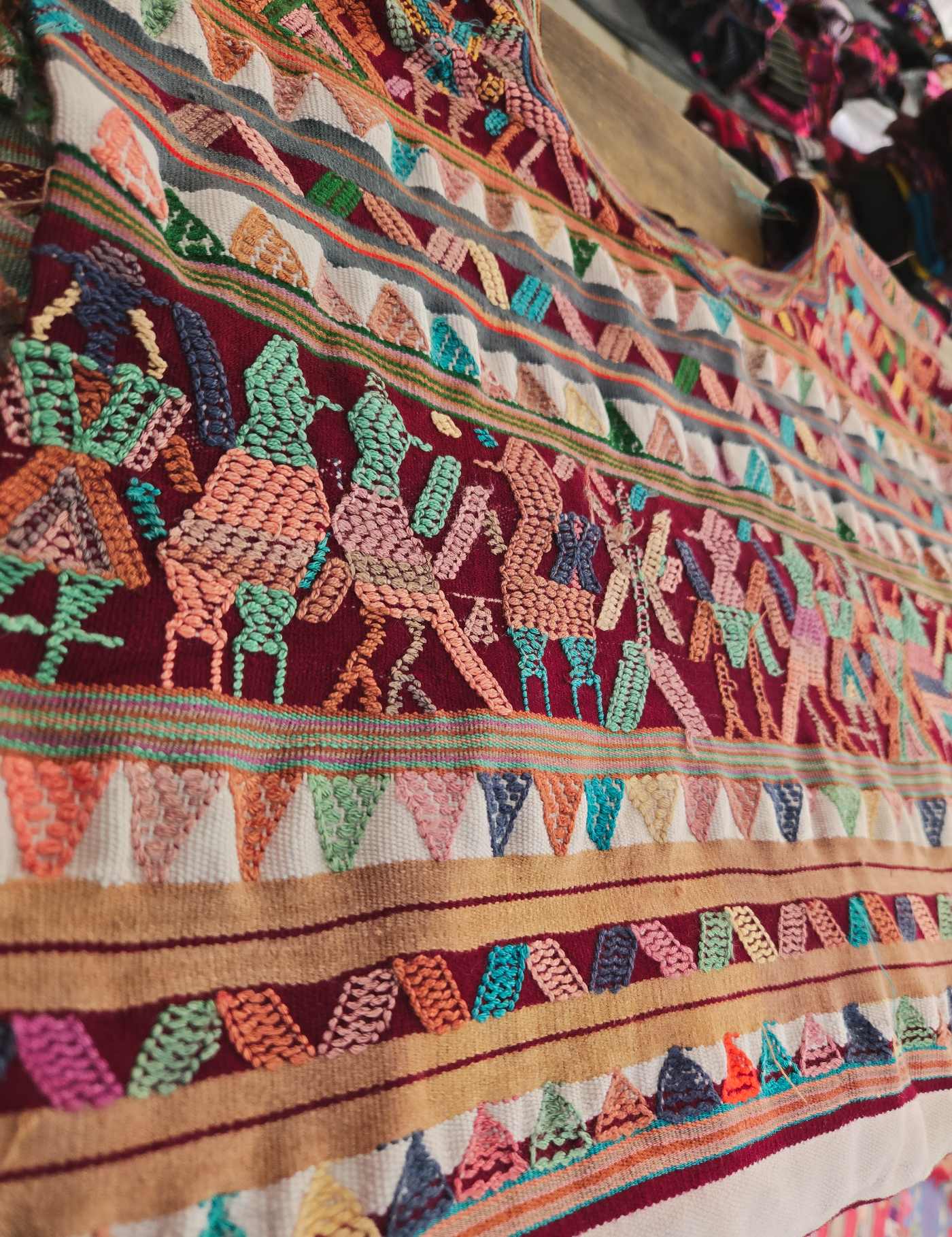 White and Wine Red Nebaj Huipil #8-397