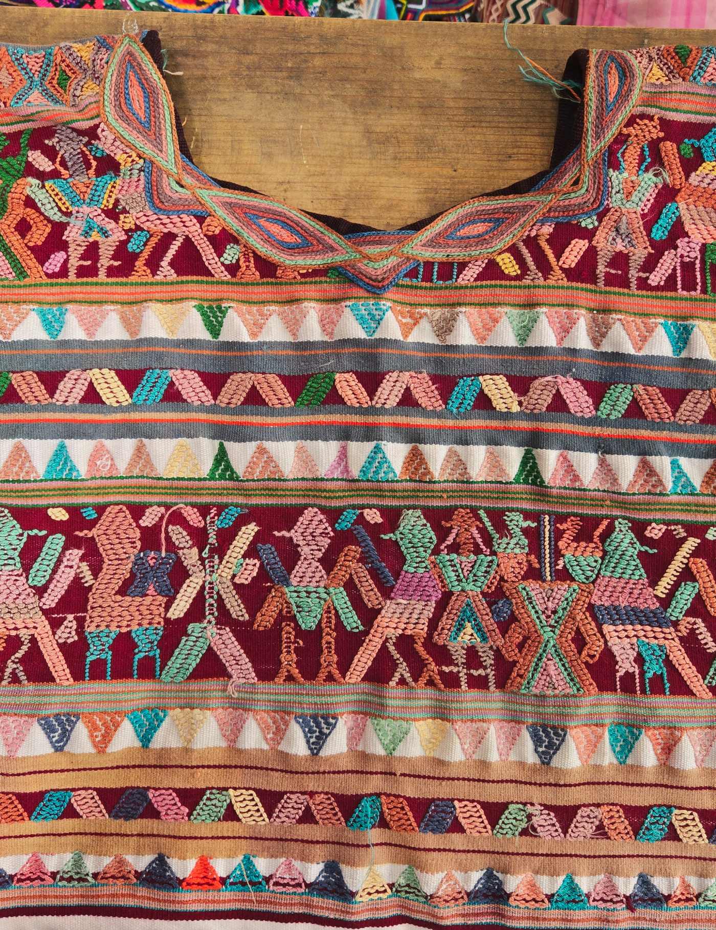 White and Wine Red Nebaj Huipil #8-397