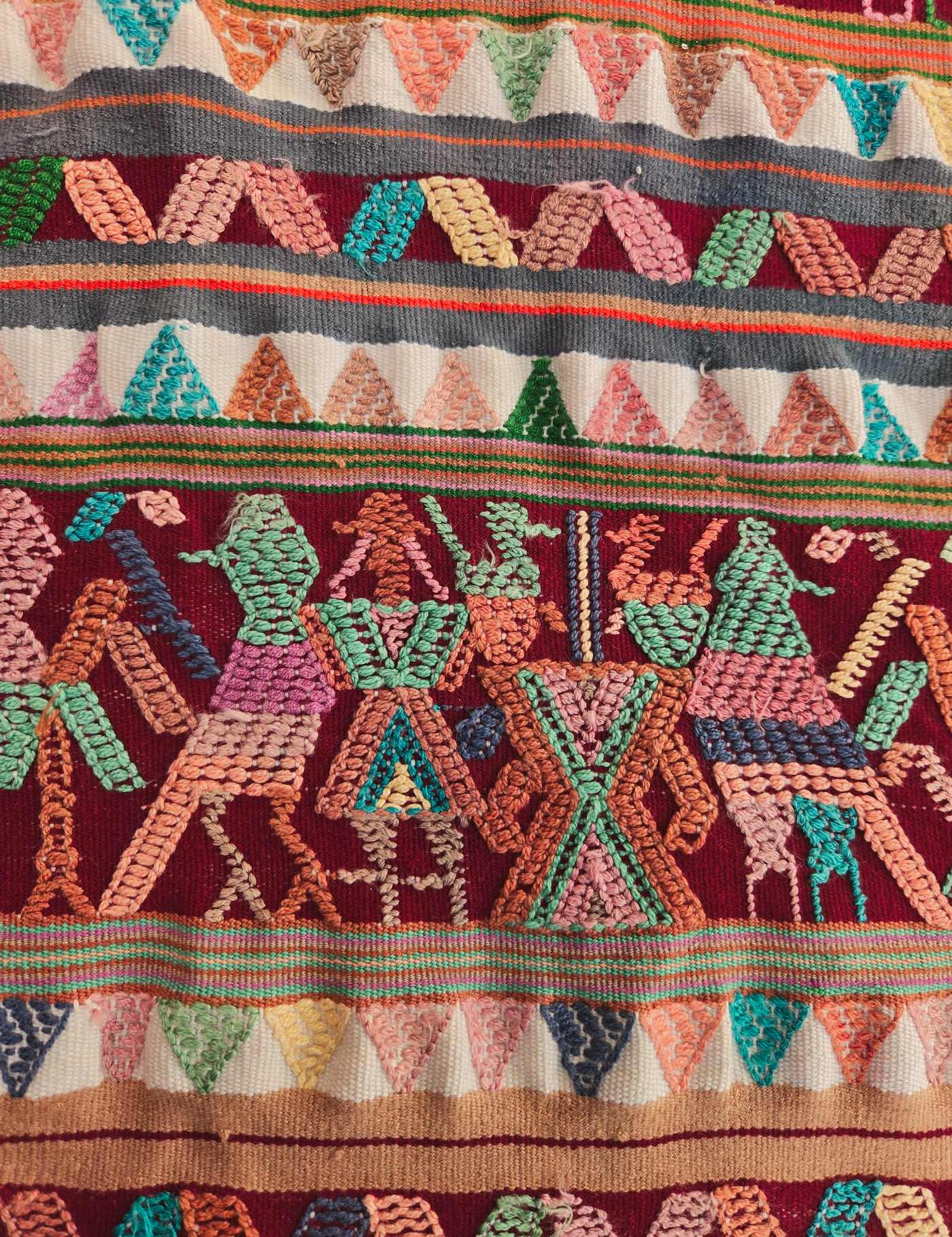 White and Wine Red Nebaj Huipil #8-397