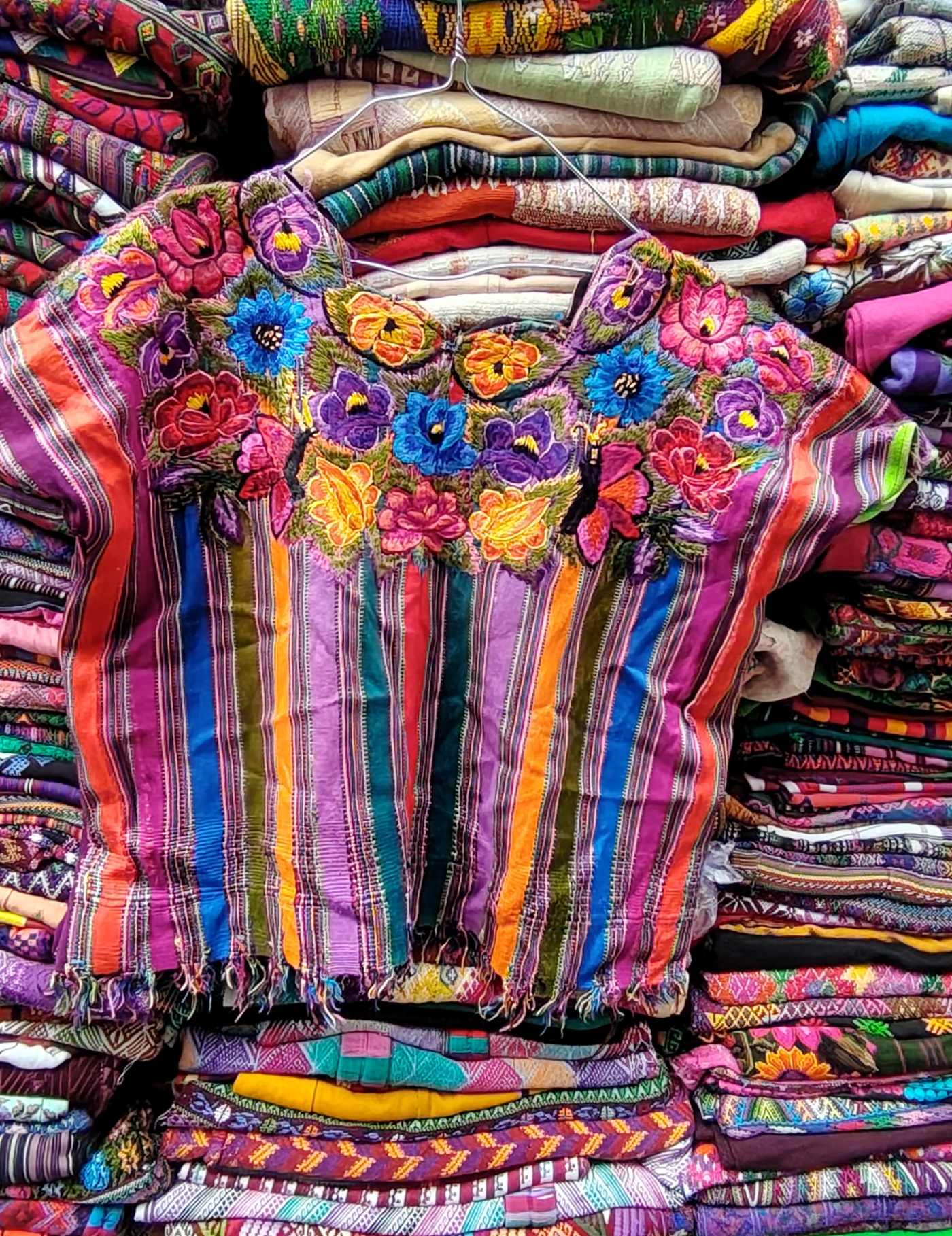 Multicolour with butterflies Patzún Huipil #8-404