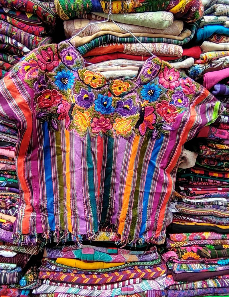 Multicolour with butterflies Patzún Huipil #8-404