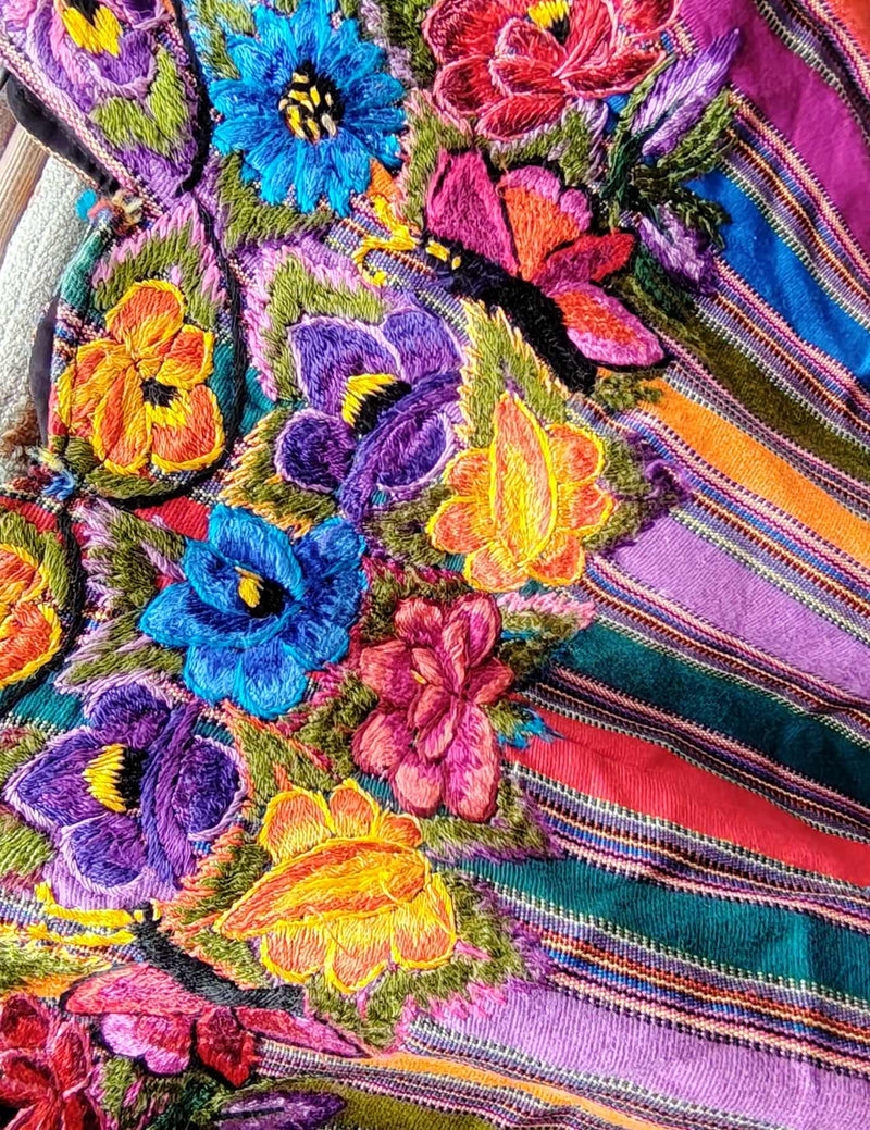 Multicolour with butterflies Patzún Huipil #8-404