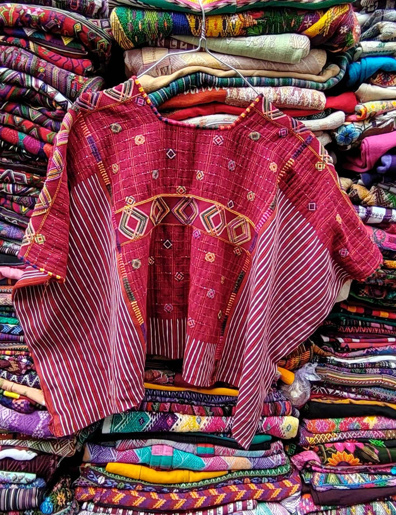 Dark Red with geometrics Colotenango Huipil #8-405