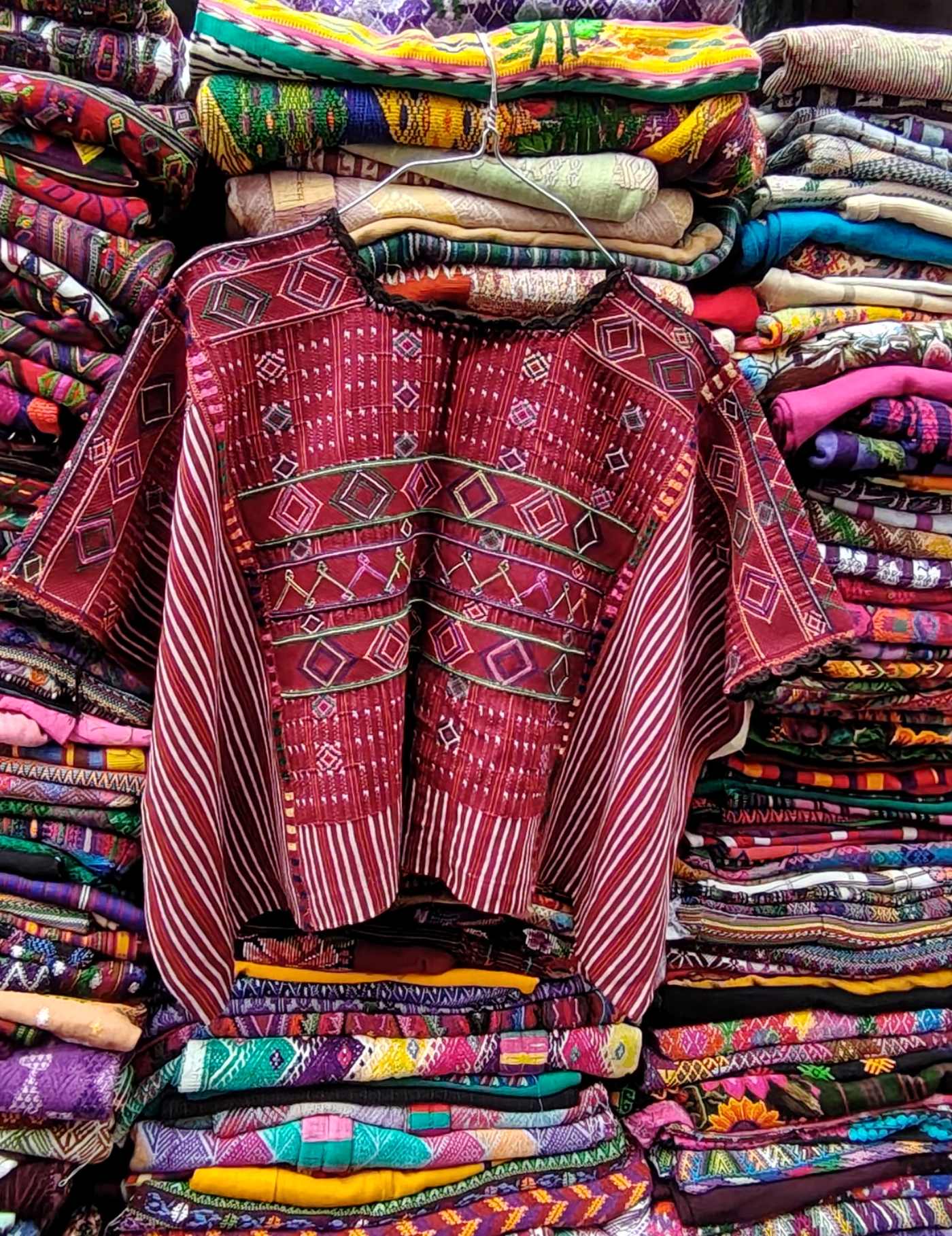 Burgundy with Geometrics Colotenango Huipil #8-413