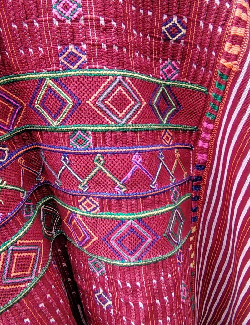 Burgundy with Geometrics Colotenango Huipil #8-413