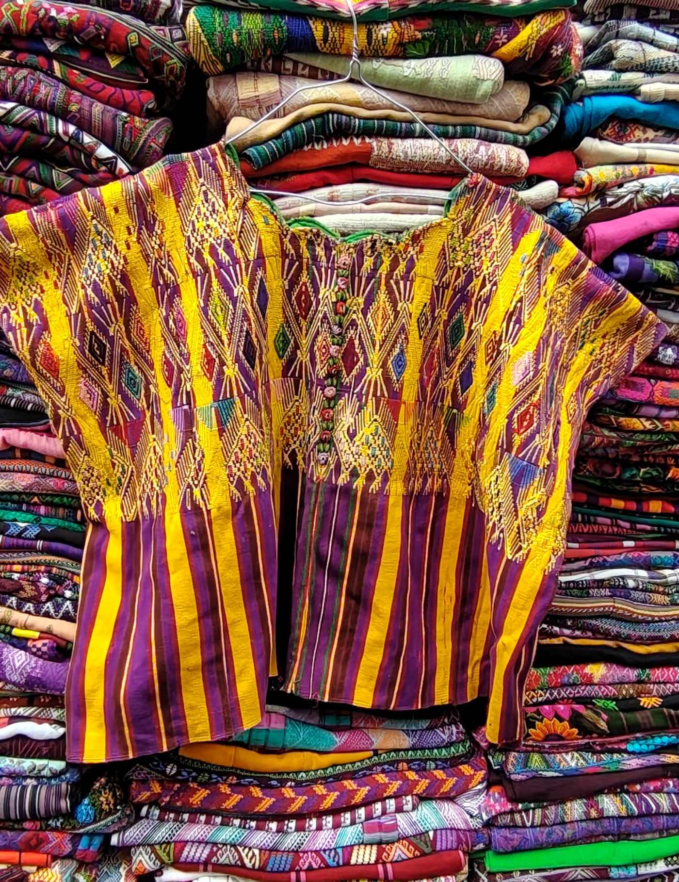 Yellow and Purple Sacatepéquez Huipil #8-416