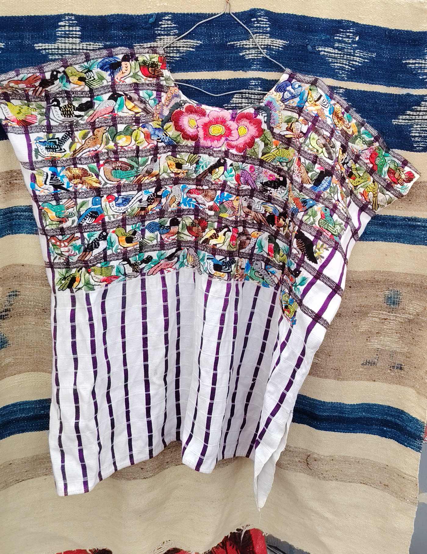 Heavily Embroidered Birds Santiago Huipil #8-426