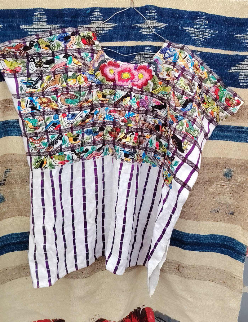 Heavily Embroidered Birds Santiago Huipil #8-426