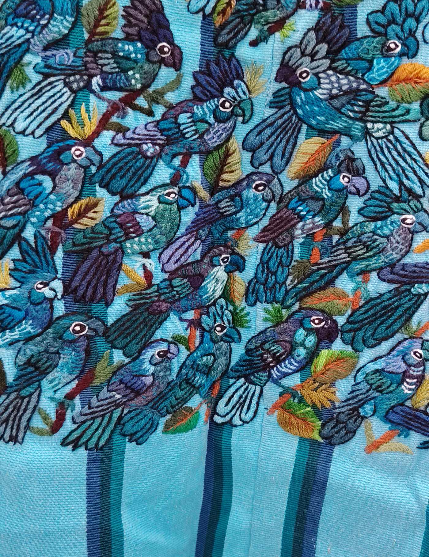 Light blue with birds Santiago Huipil #8-427