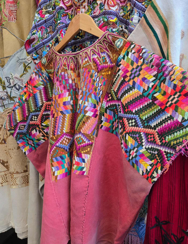 Colorful on Pink Chichicastenango Huipil #8-434