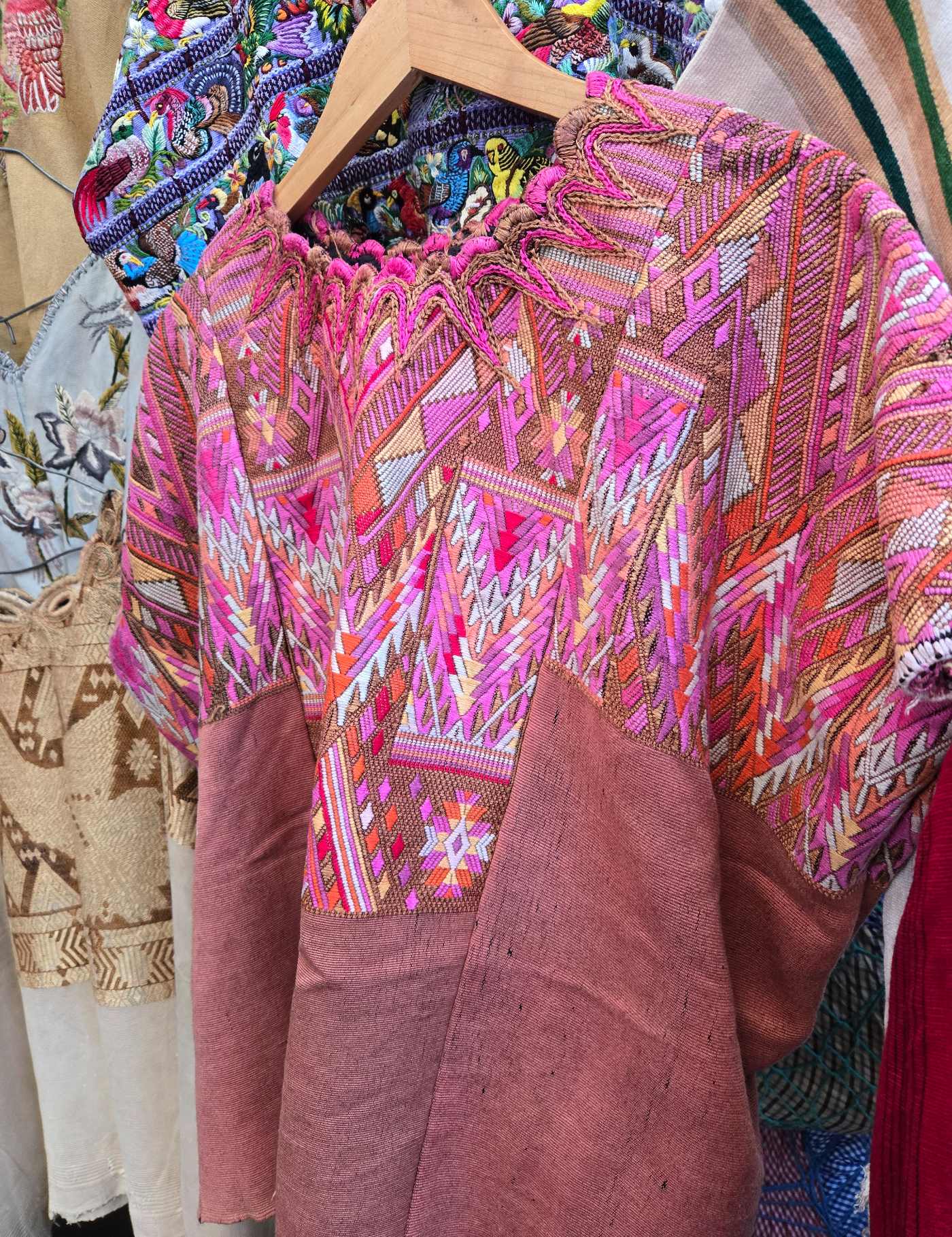 Pink and Brown Chichicastenango Huipil #8-435