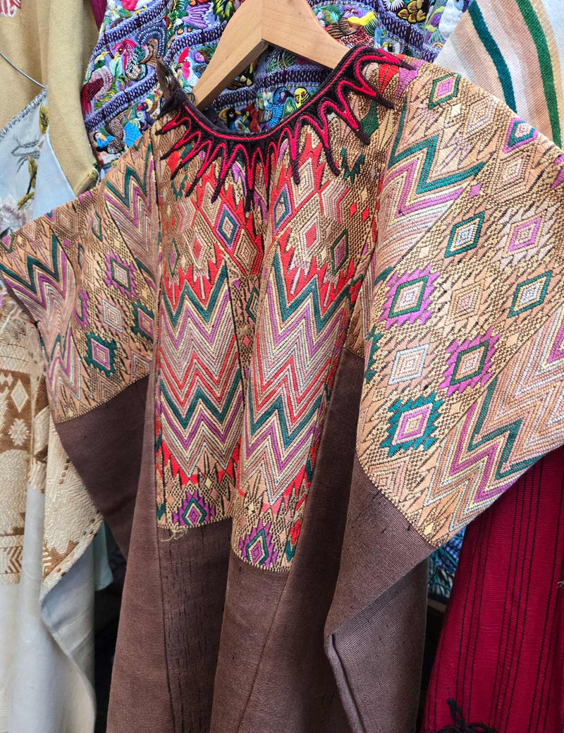 Brown geometric Chichicastenango Huipil #8-436