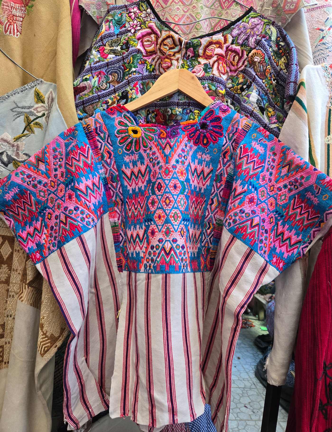 70 Years Old, Silk Embroidery Chichicastenango Huipil #8-437