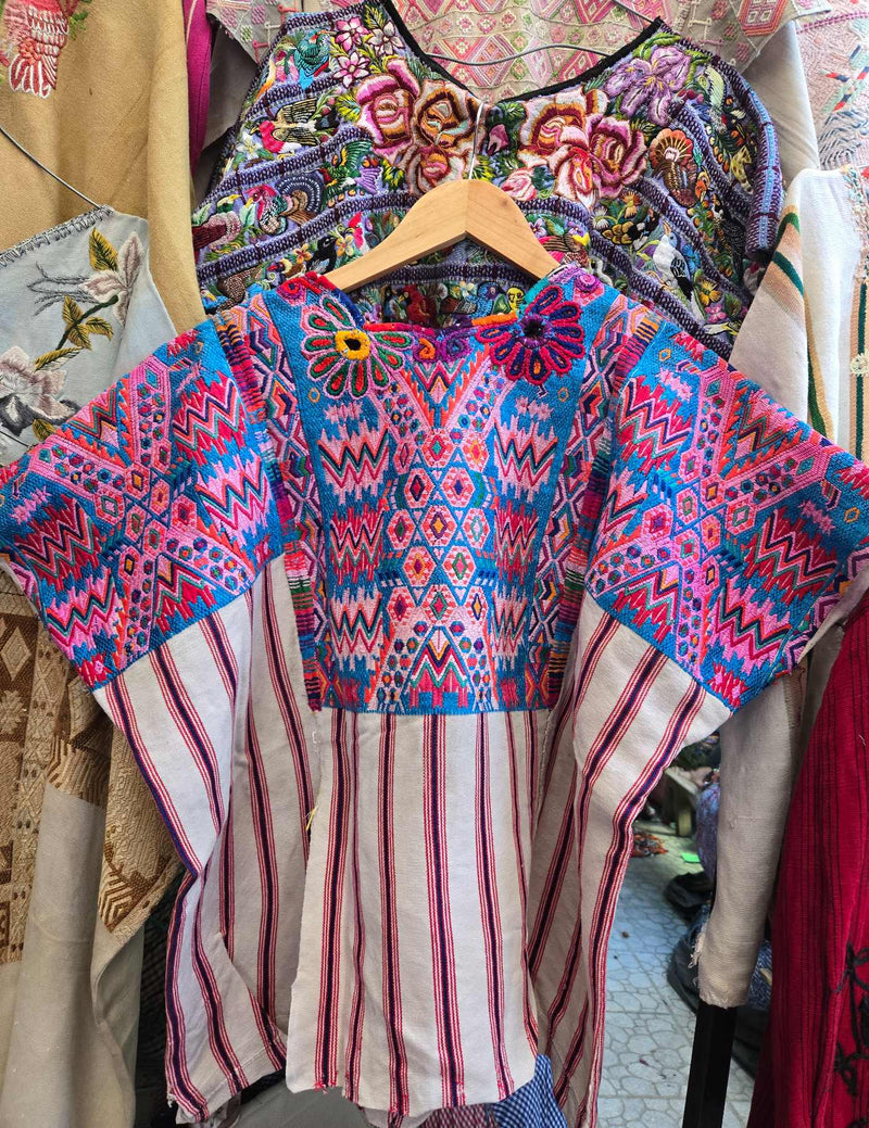 70 Years Old, Silk Embroidery Chichicastenango Huipil #8-437