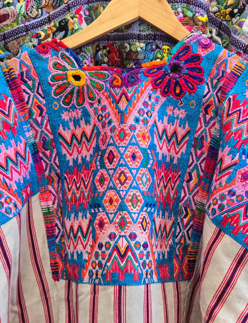 70 Years Old, Silk Embroidery Chichicastenango Huipil #8-437
