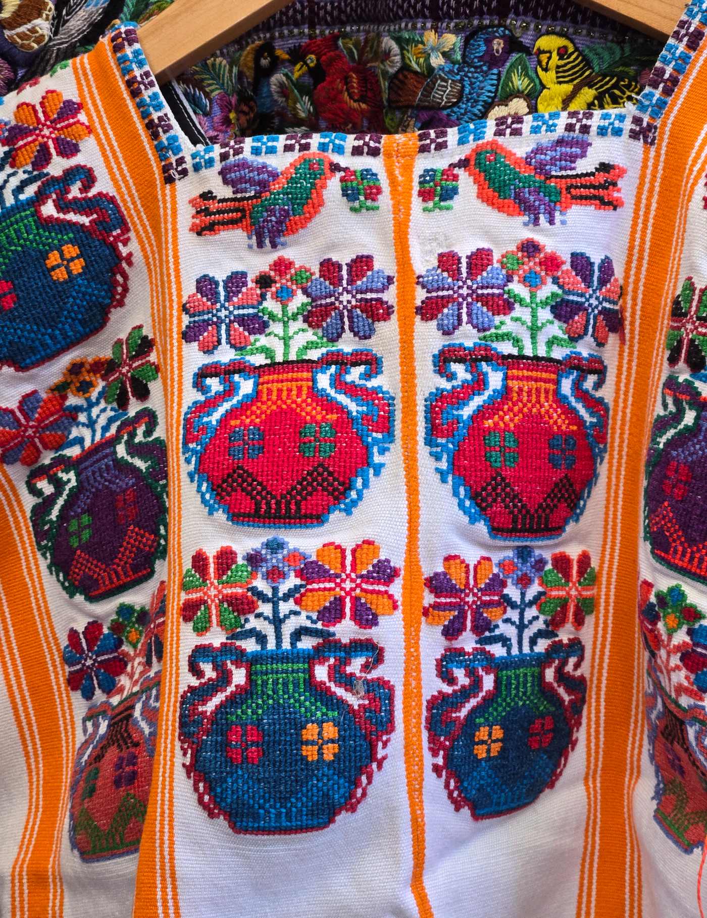 Colourful Flower Vases San Lucas Tolimán Huipil #8-439