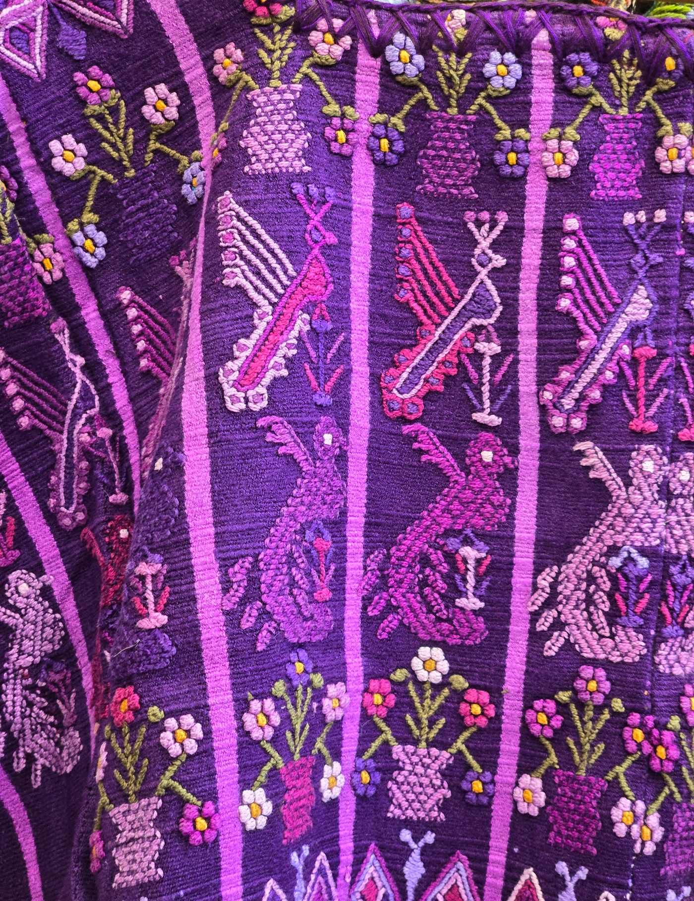 Purple, peacocks, butterflies San Lucas Tolimán Huipil #8-441