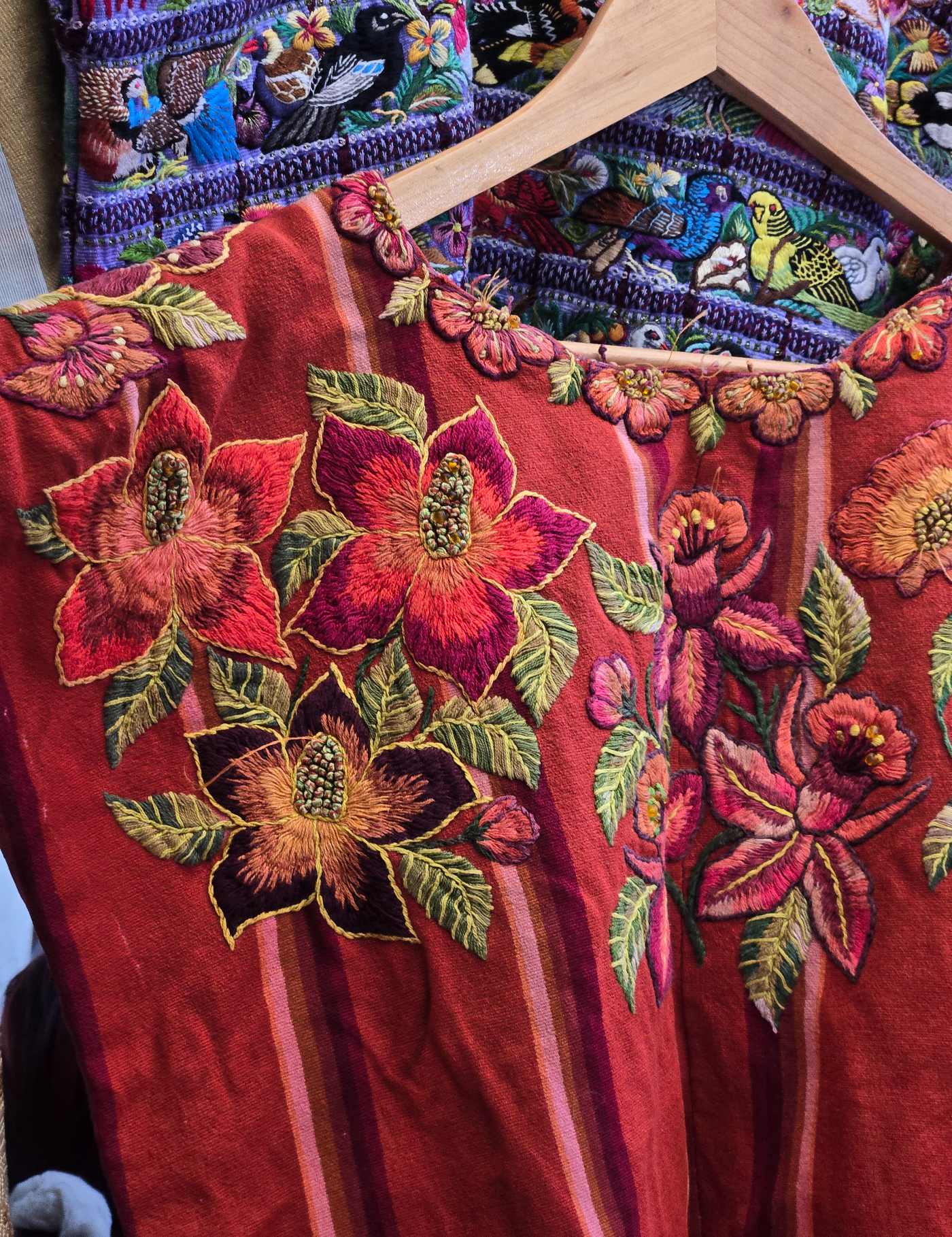 Brick Red Floral Santiago Huipil #8-442