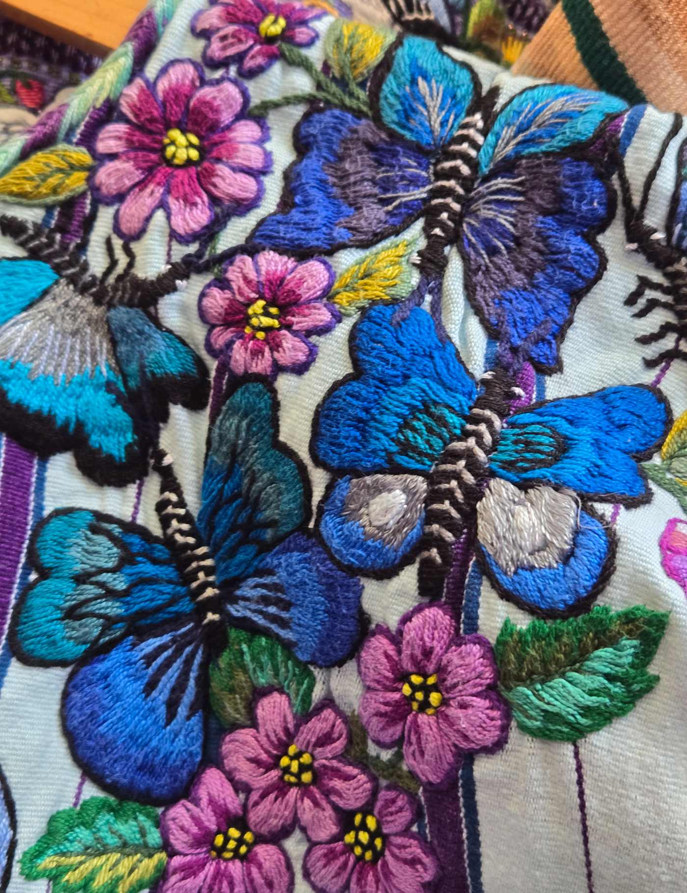 White and Blue with Butterflies Santiago Huipil #8-444
