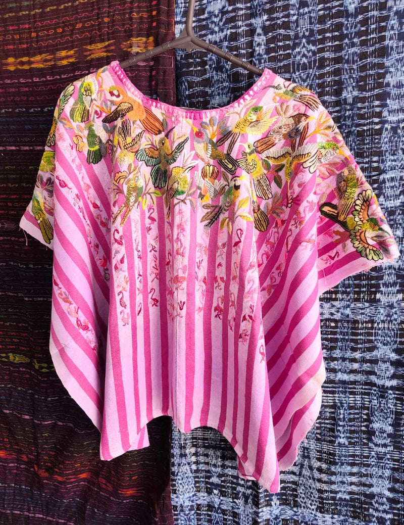 Pink bird Santiago Huipil #8-459