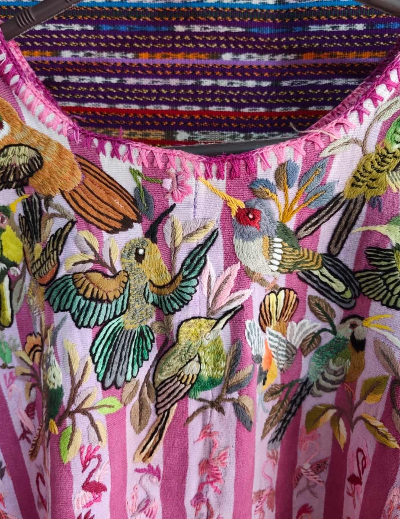 Pink bird Santiago Huipil #8-459