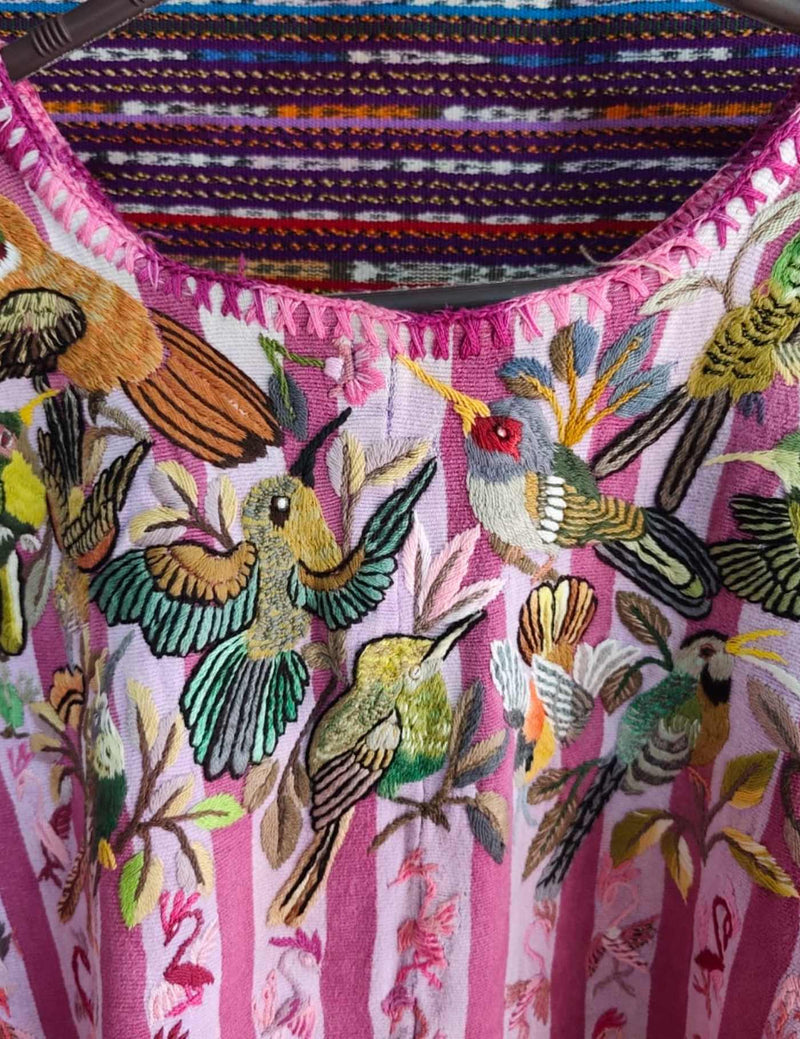 Pink bird Santiago Huipil #8-459