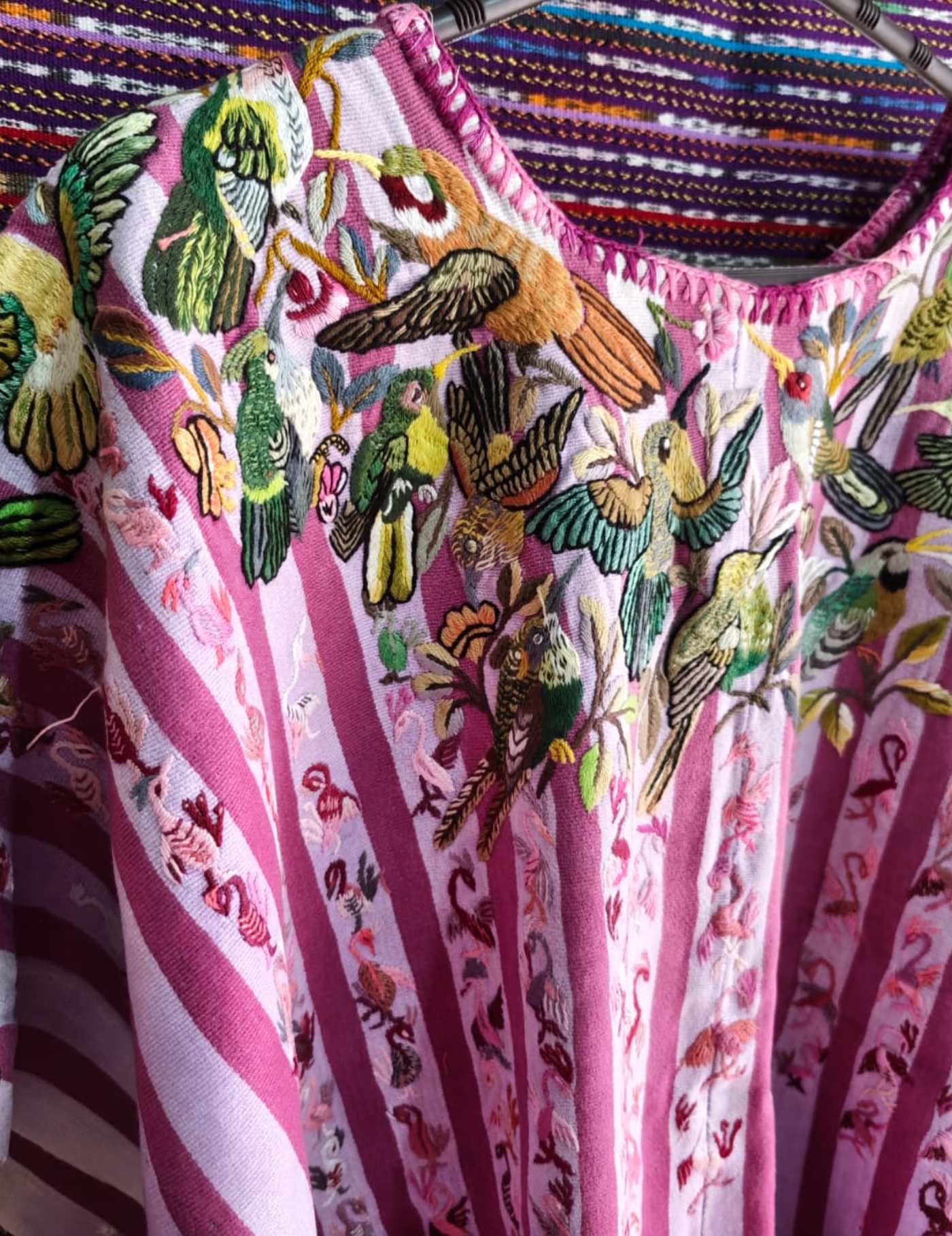 Pink bird Santiago Huipil #8-459