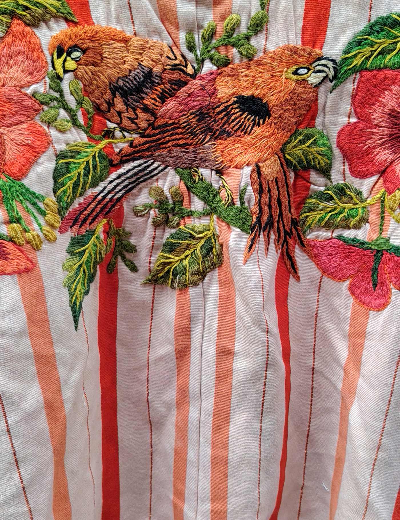 Orange Birds and Flowers Santiago Huipil #8-461