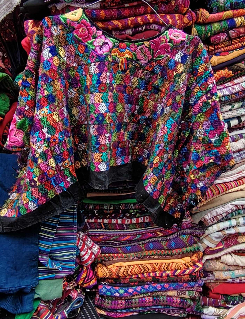 Multicolour with Floral Neck Cobán Huipil #8-462