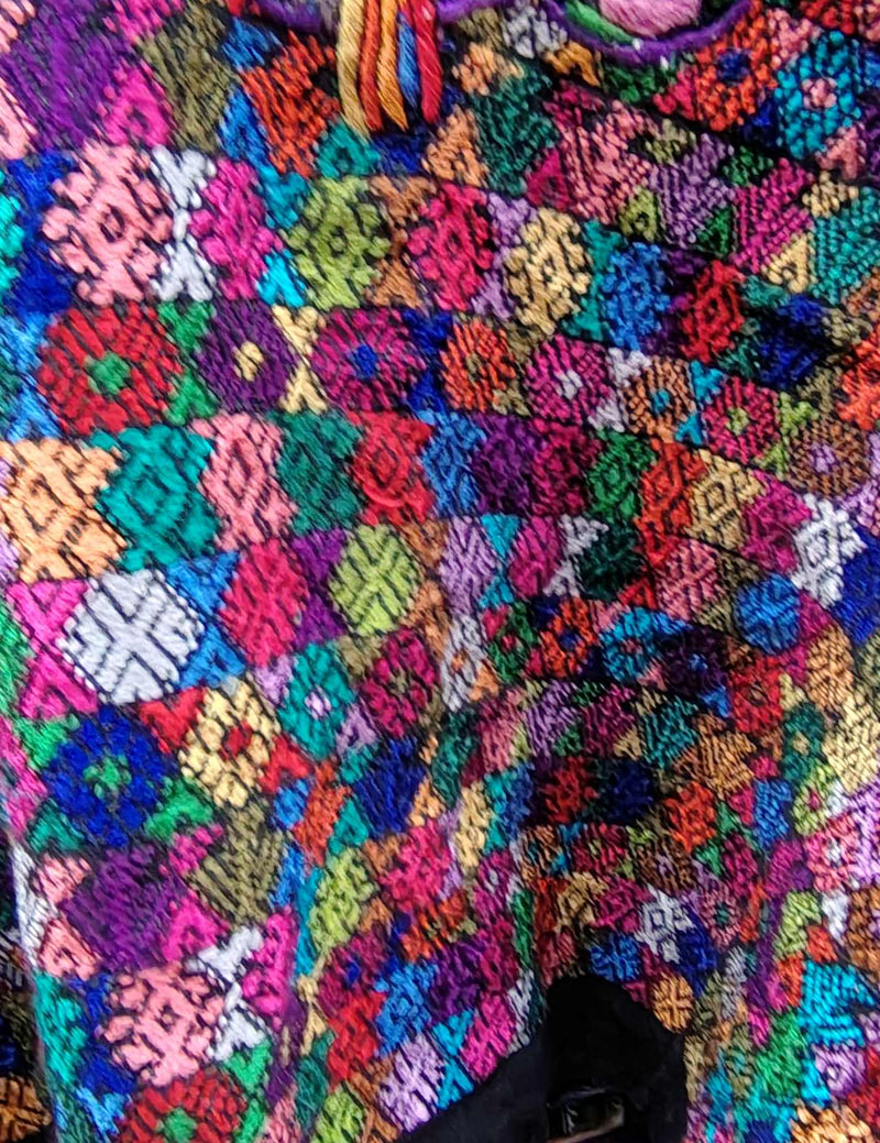 Multicolour with Floral Neck Cobán Huipil #8-462
