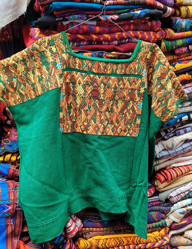 Green and Gold San Juan Cotzal Huipil #8-464