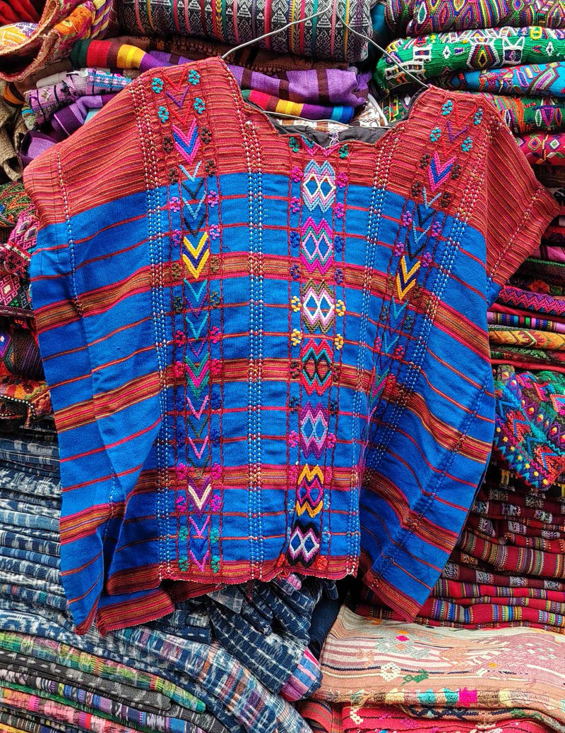 Blue and Red Colotenango Huipil #8-465