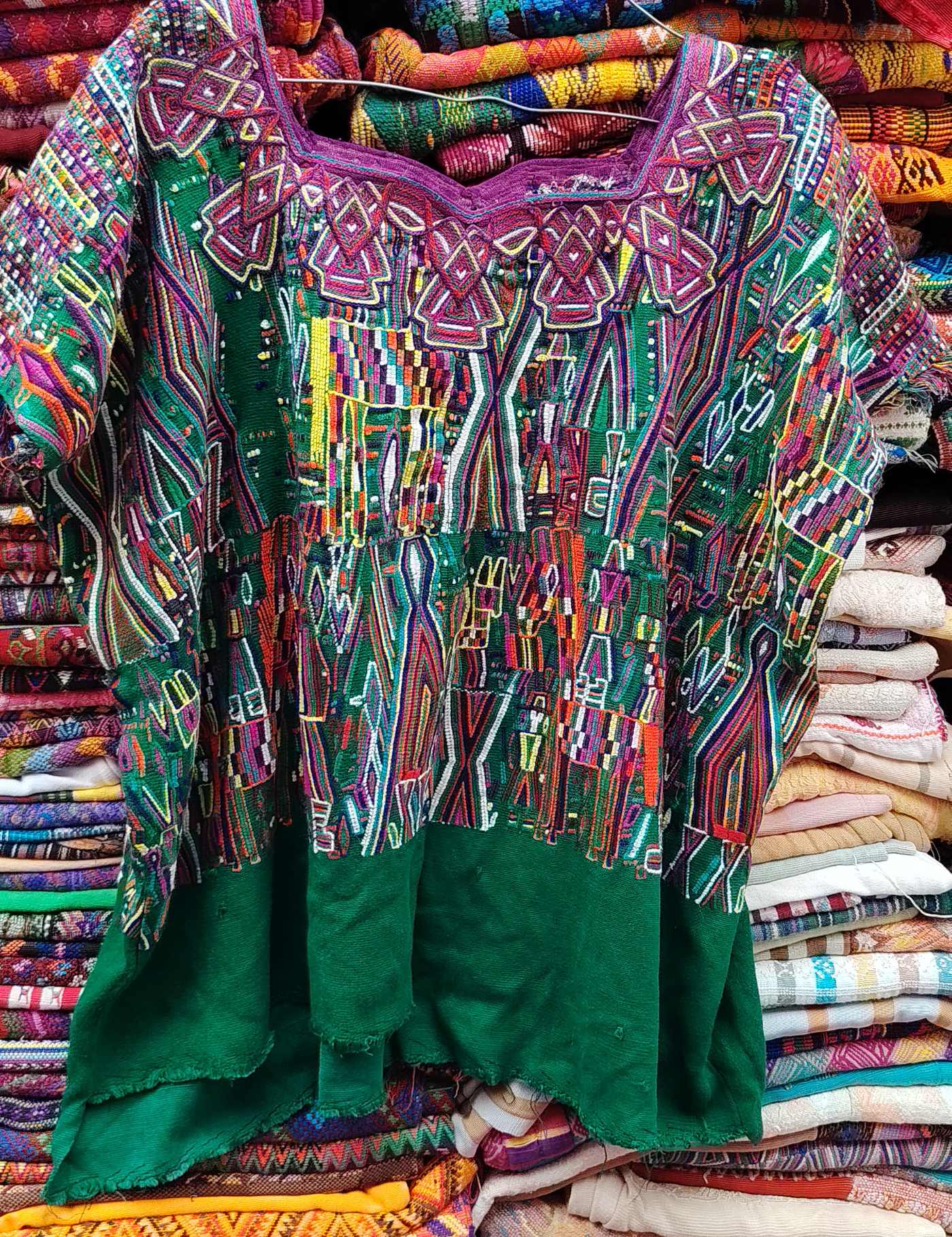 Colorful on Green Nebaj Huipil #8-466