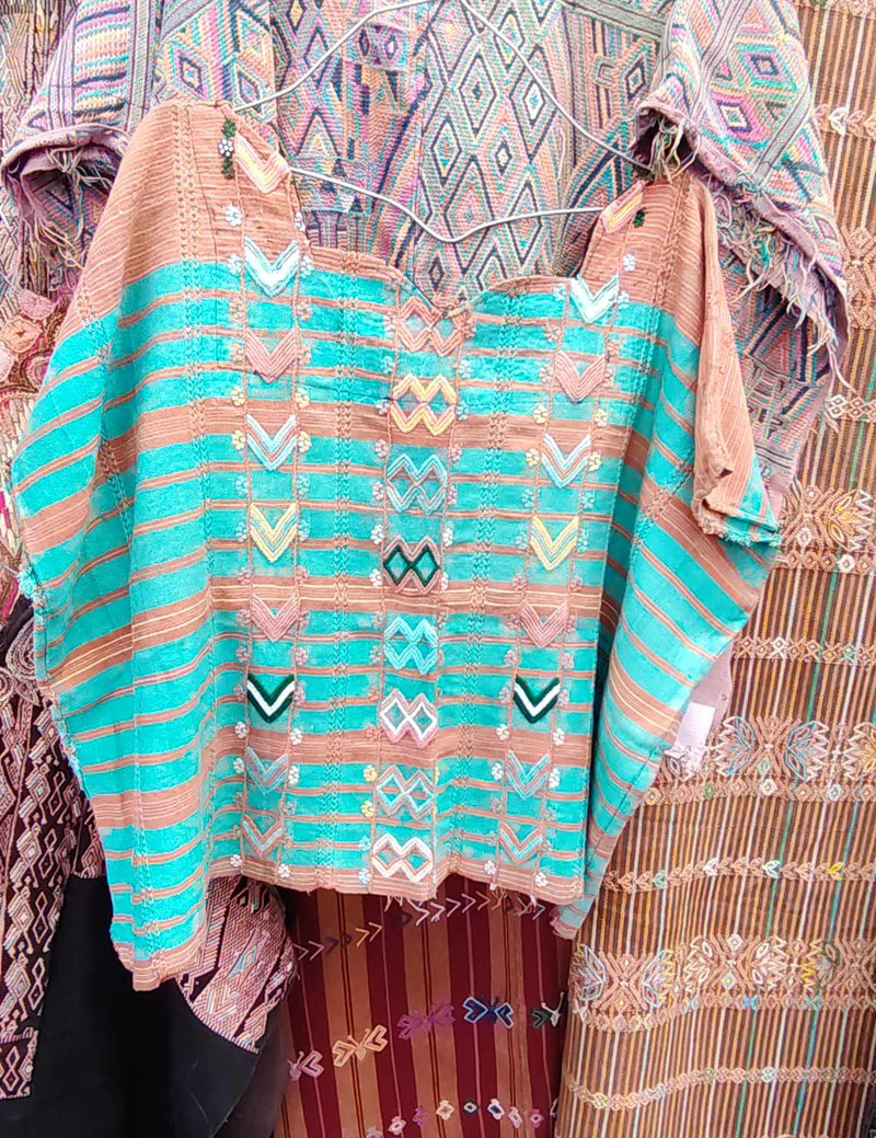 Aqua and Brown Colotenango Huipil #8-494