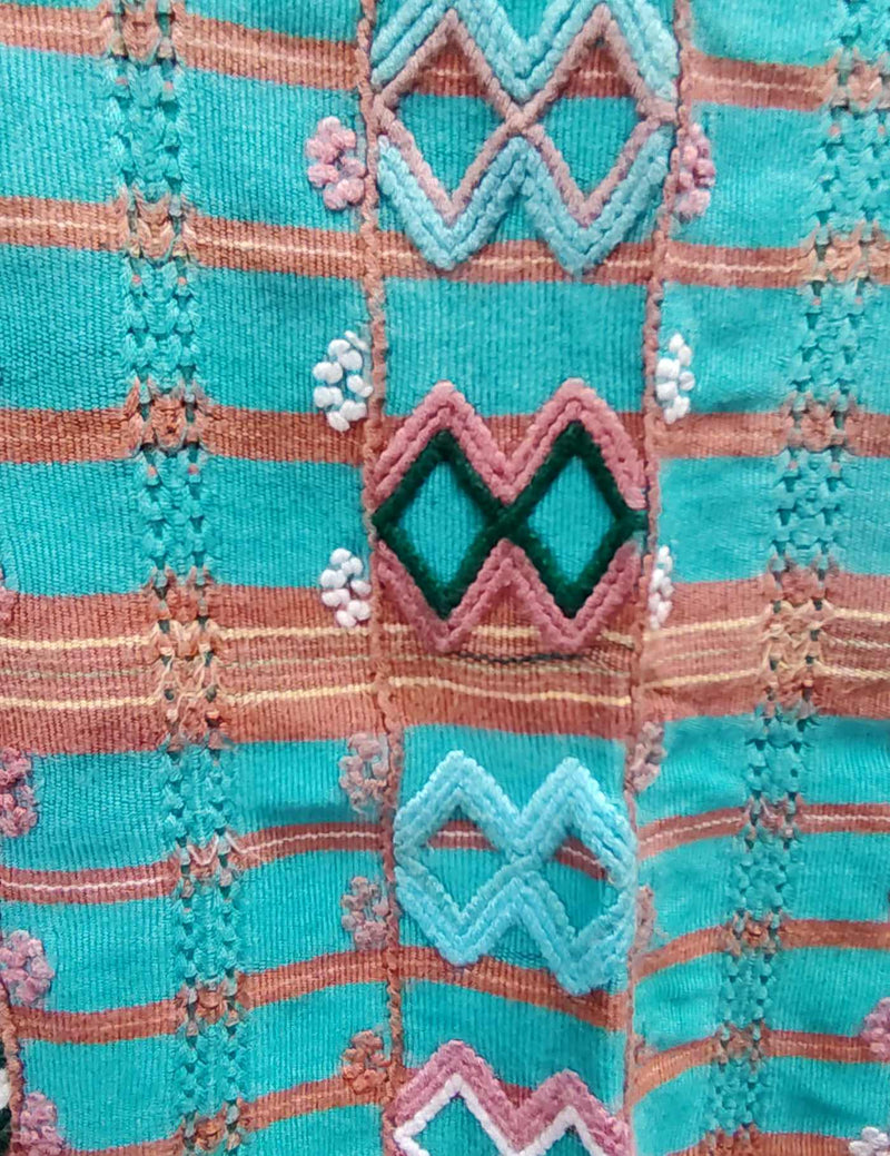 Aqua and Brown Colotenango Huipil #8-494