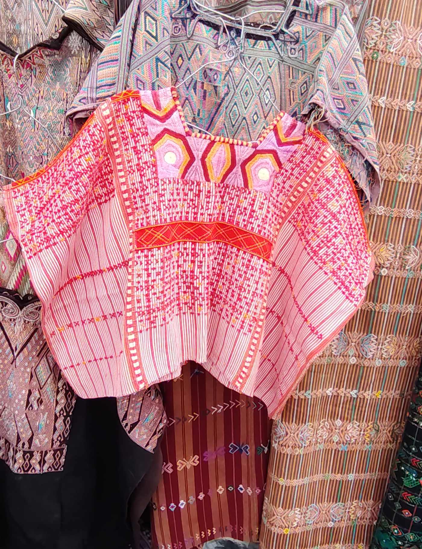 Red and Pink Colotenango Huipil #8-495