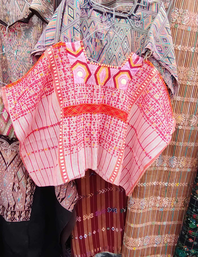 Red and Pink Colotenango Huipil #8-495