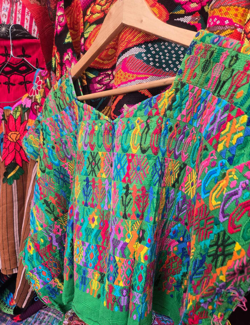 Colourful on Green Cobán Huipil #8-510