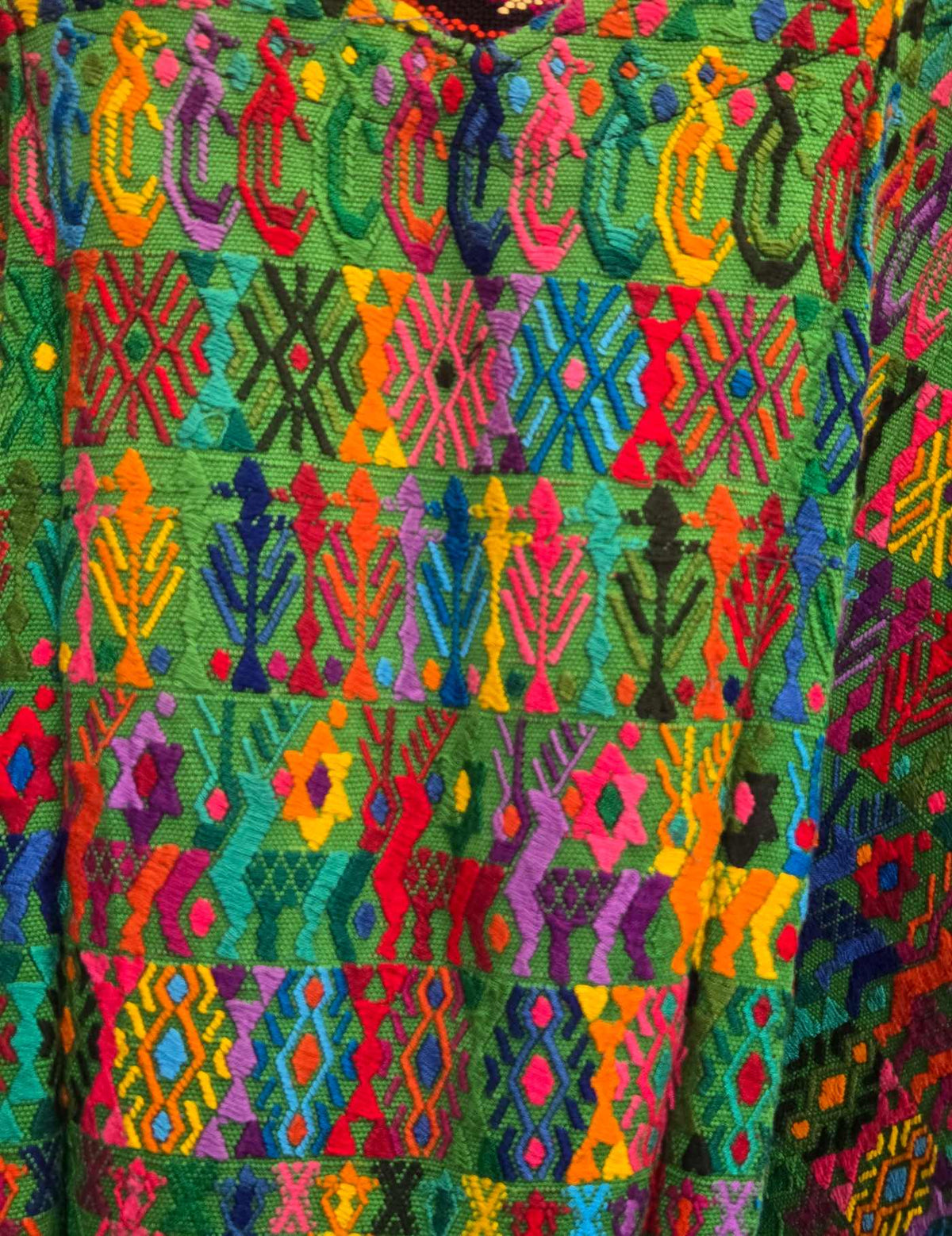 Colourful on Green Cobán Huipil #8-510