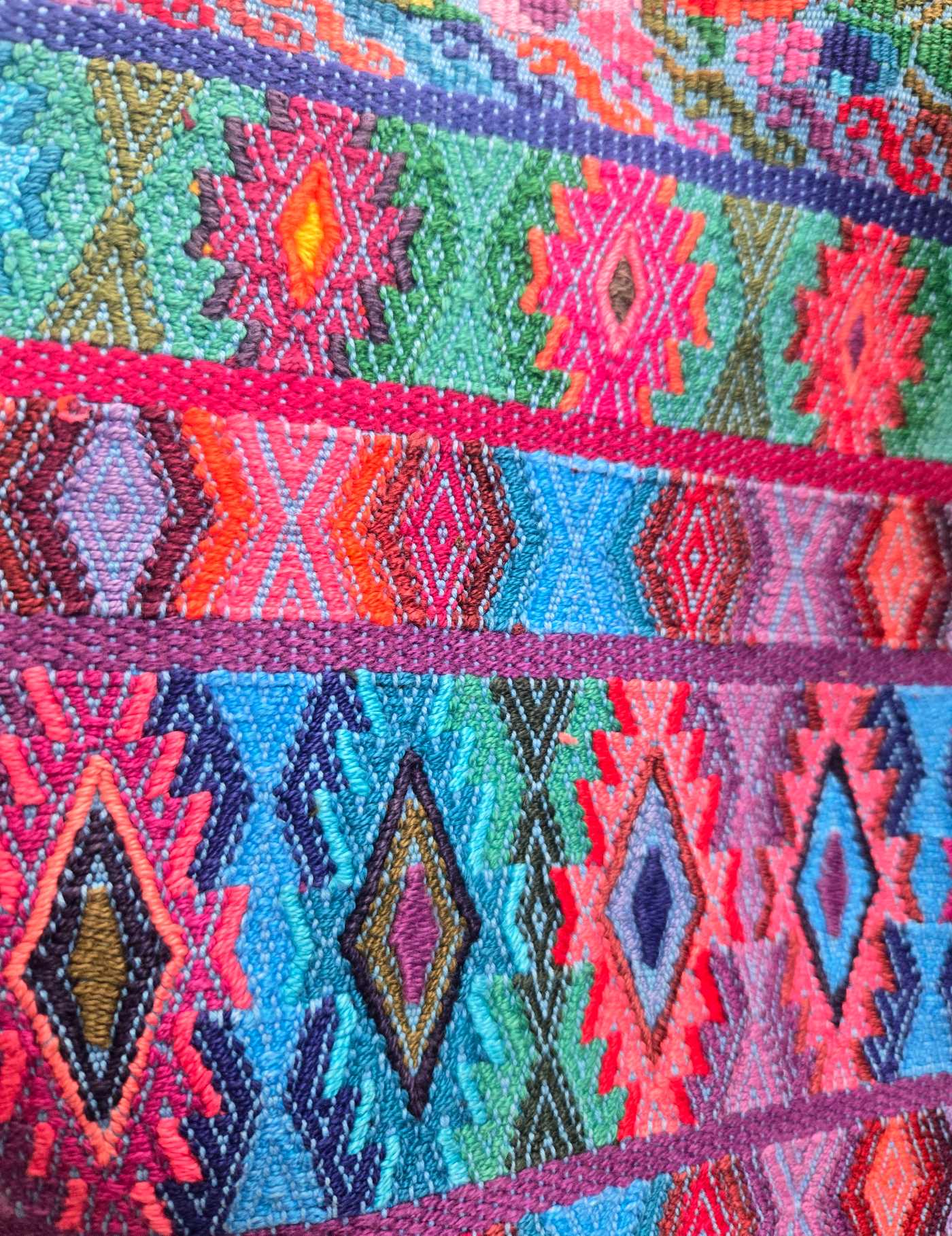 Colourful on Lime Green Comalapa Huipil #8-517