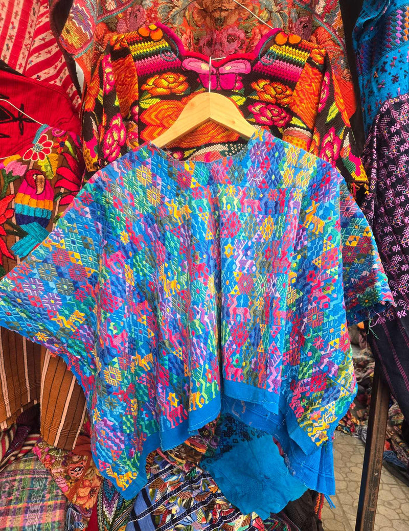 Colourful on Blue Cobán Huipil #8-522