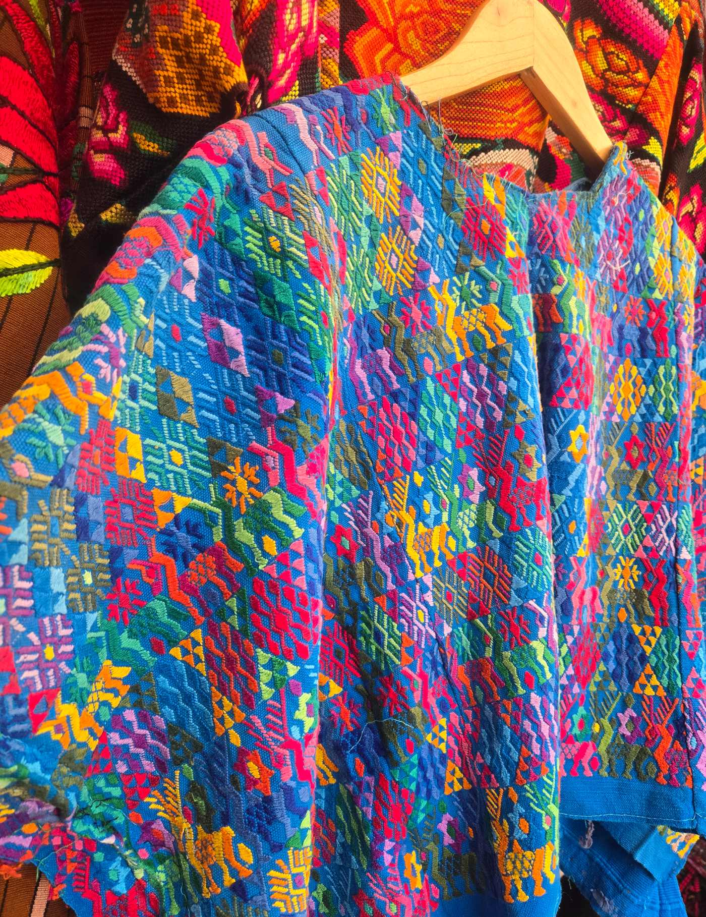 Colourful on Blue Cobán Huipil #8-522