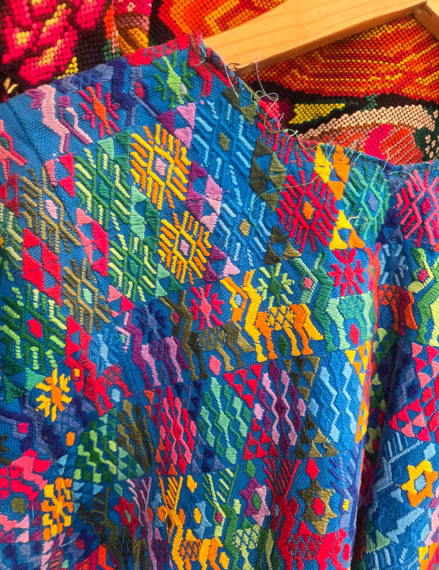 Colourful on Blue Cobán Huipil #8-522