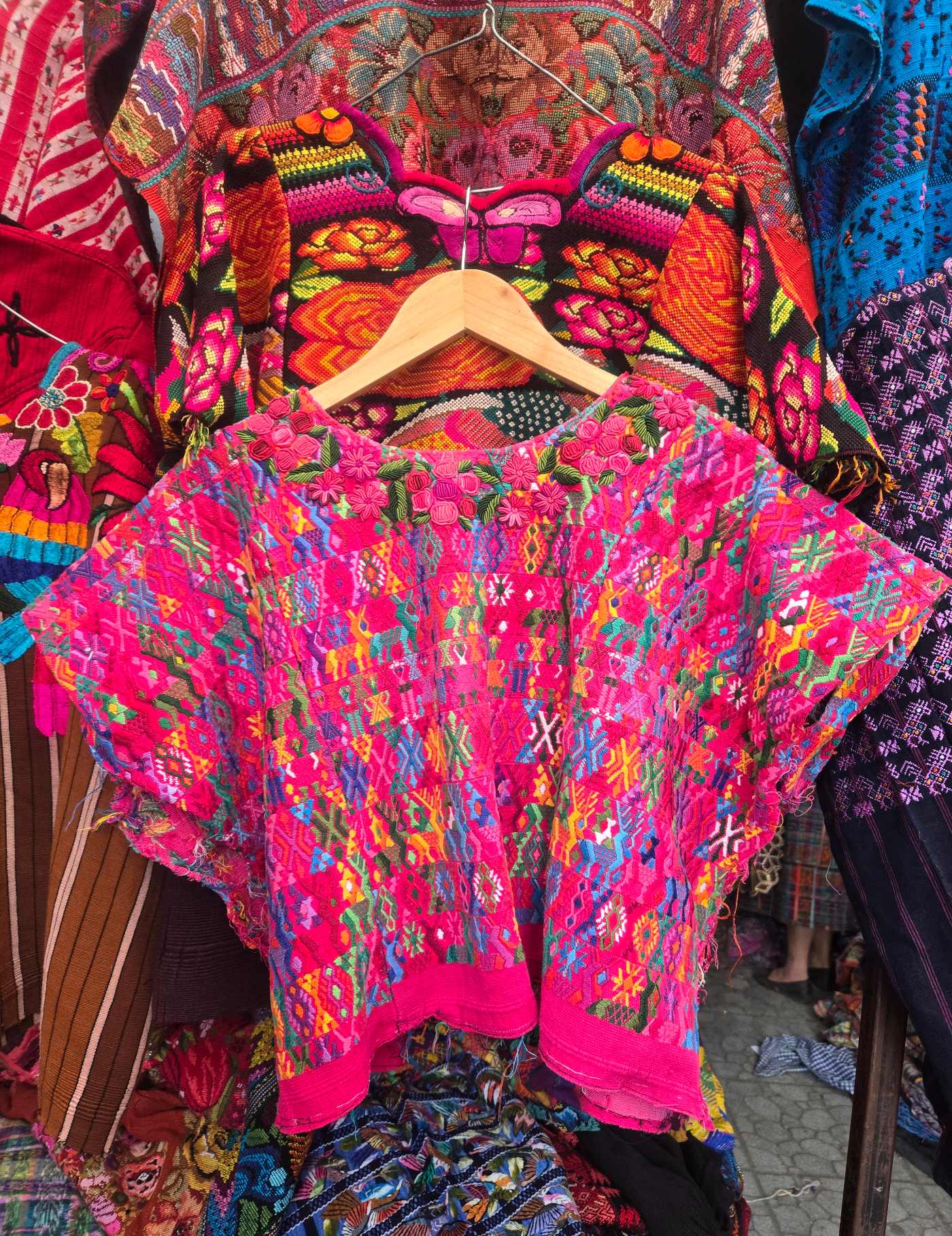 Colourful on Pink Cobán Huipil #8-524
