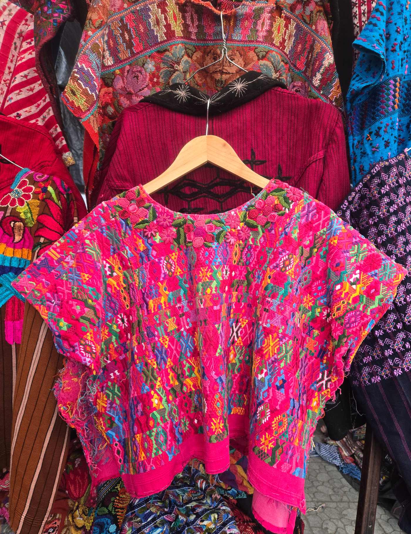 Colourful on Pink Cobán Huipil #8-524