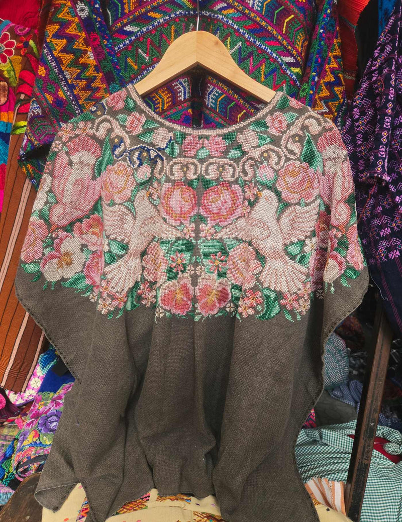 Cross-stitch Doves and Roses Chichicastenango Huipil #8-525