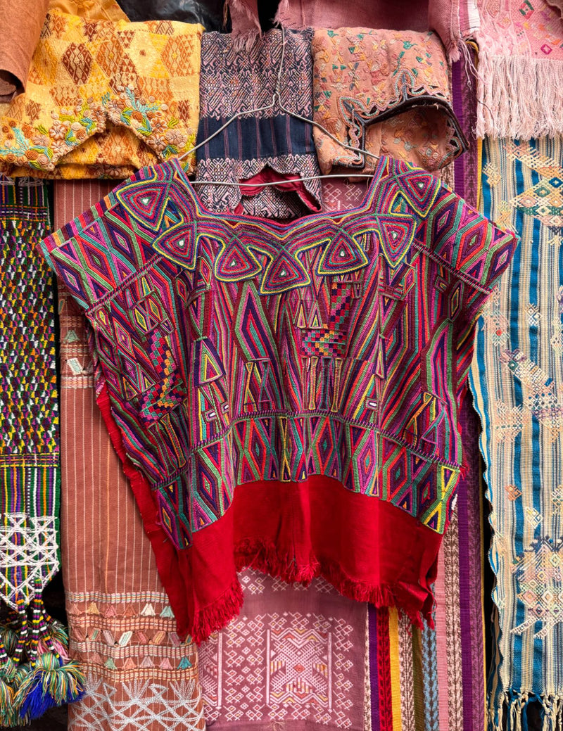 Multicoloured on Red Nebaj Huipil #8-526