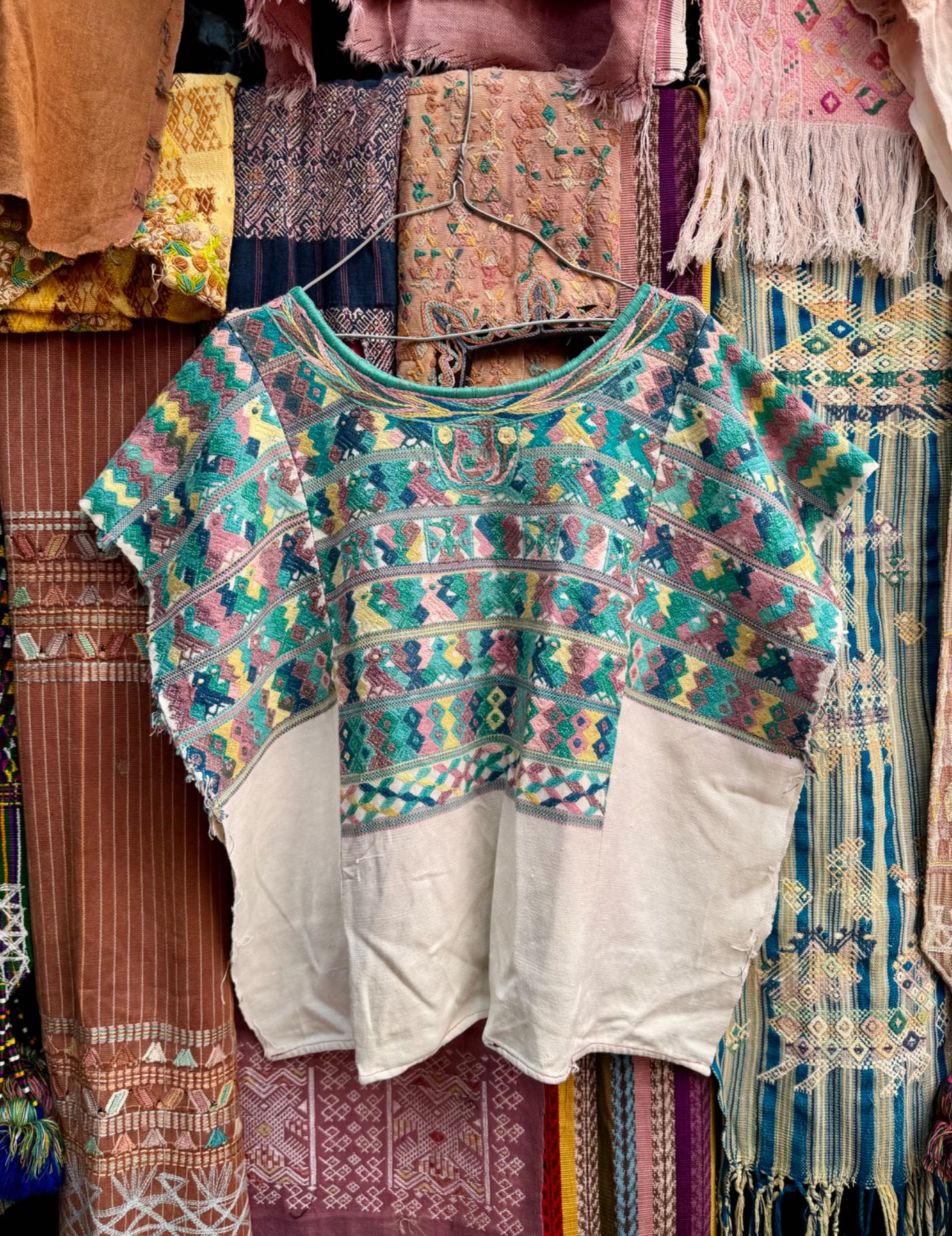 Turquoise and White San Juan Cotzal Huipil #8-533